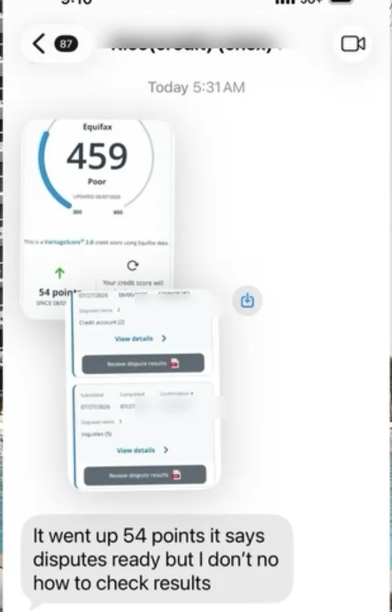 Client text: up 54 points