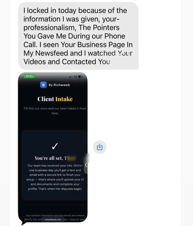 Client testimonial text