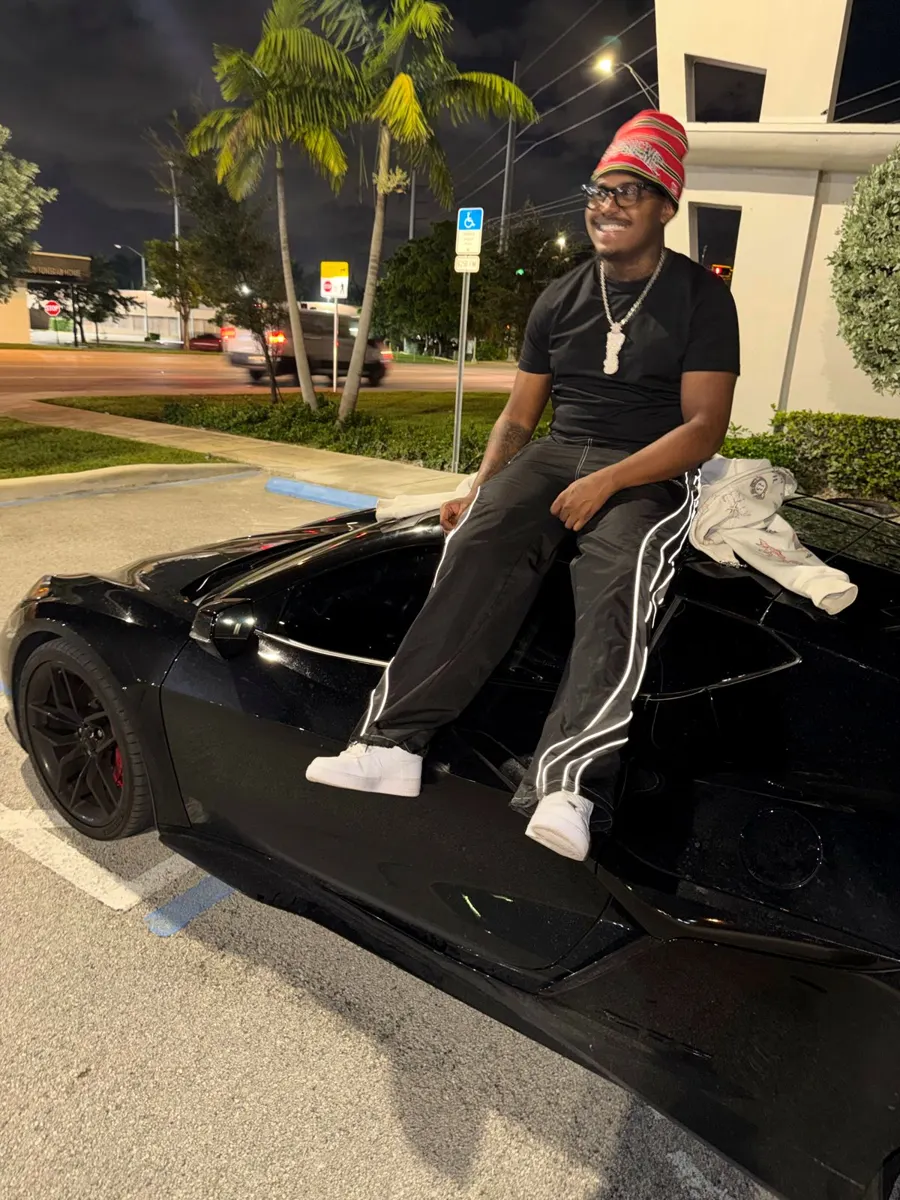 Web with his Corvette in Miami at night